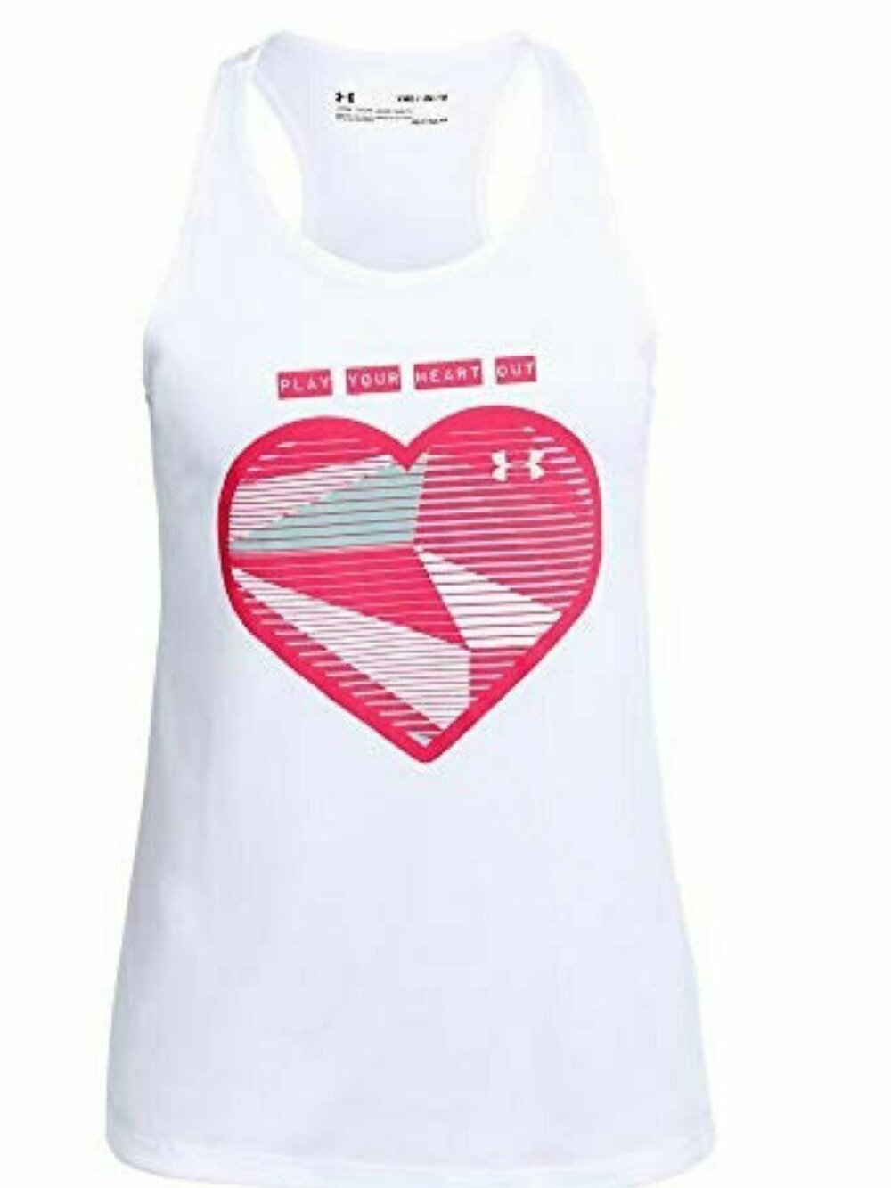 Under Armour heatgear NWT tank white pink graphic YXL